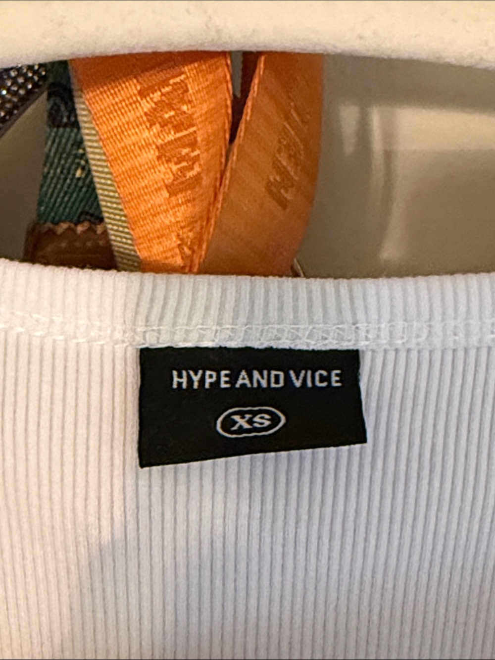 Hype & Vice Pink Embroidered Cherry Graphic White Ribbed Tank Top ◡̈ - Picture 2 of 3